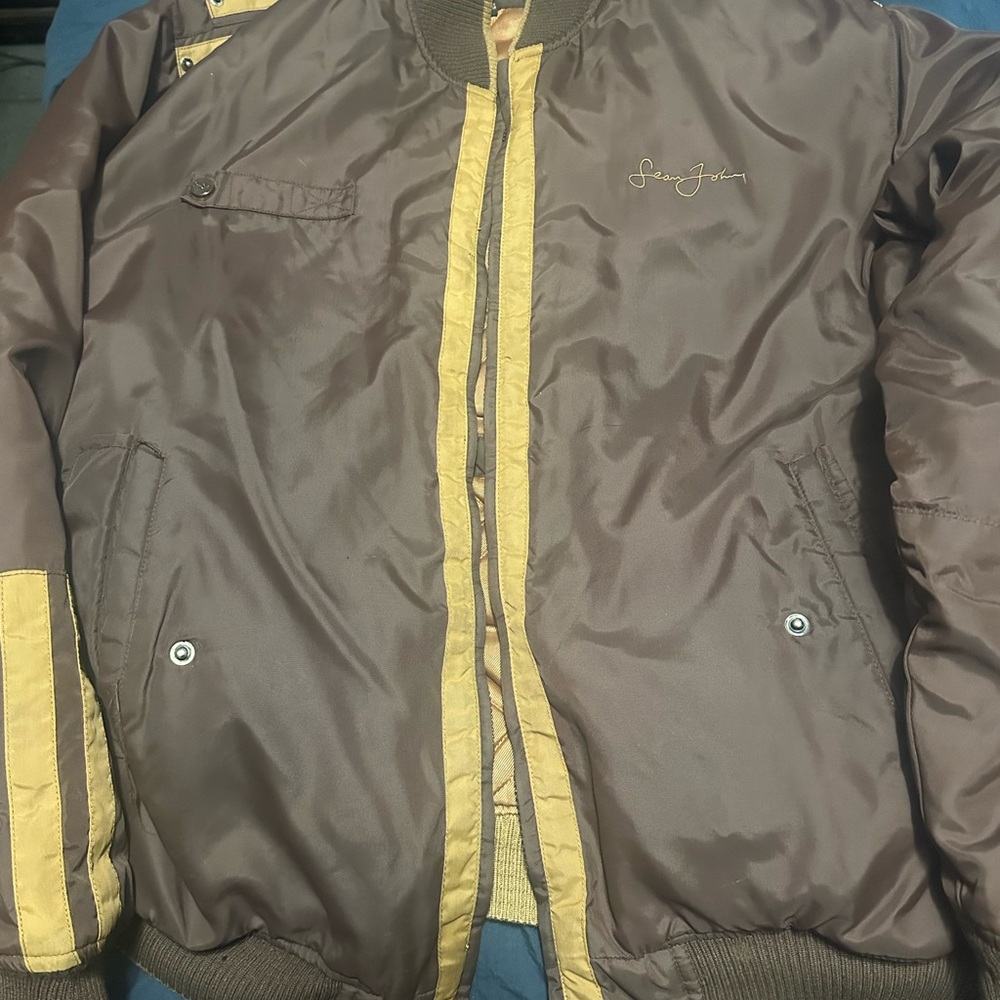 Sean John Chocolate and Khaki Bomber Jacket